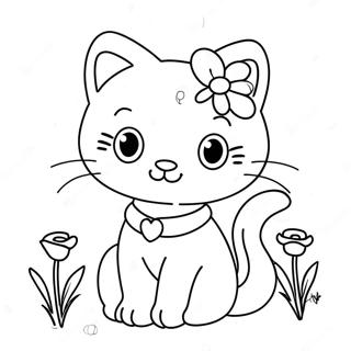 Page A Colorier Charmmy Kitty Adorable Avec Des Fleurs 69884-57566