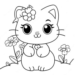 Page A Colorier Charmmy Kitty Adorable Avec Des Fleurs 69884-57567