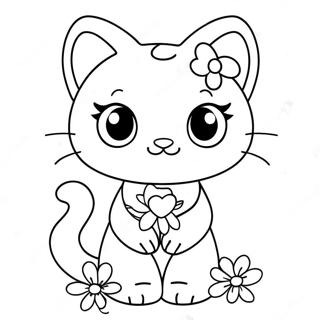 Page A Colorier Charmmy Kitty Adorable Avec Des Fleurs 69884-57568