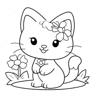 Page A Colorier Charmmy Kitty Adorable Avec Des Fleurs 69884-57789