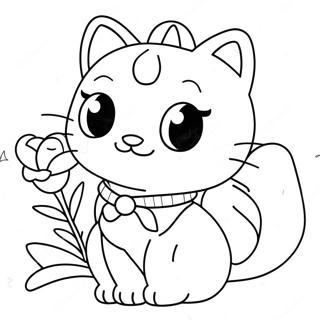 Page A Colorier Charmmy Kitty Adorable Avec Des Fleurs 69884-57790