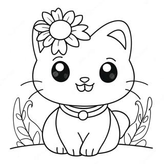 Page A Colorier Charmmy Kitty Adorable Avec Des Fleurs 69884-57791