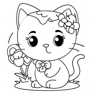 Page A Colorier Charmmy Kitty Adorable Avec Des Fleurs 69884-57792