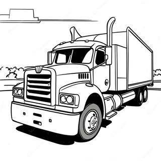 Page A Colorier Dun Camion Mack Colore Sur Une Autoroute 70054-57689