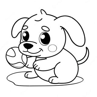 Page A Colorier Dun Chiot Mignon Jouant Avec Une Balle 70073-57710