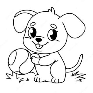 Page A Colorier Dun Chiot Mignon Jouant Avec Une Balle 70073-57711