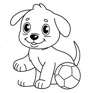 Page A Colorier Dun Chiot Mignon Jouant Avec Une Balle 70073-57933