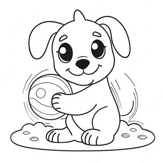 Page A Colorier Dun Chiot Mignon Jouant Avec Une Balle 70073-57934