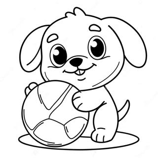 Page A Colorier Dun Chiot Mignon Jouant Avec Une Balle 70073-57936