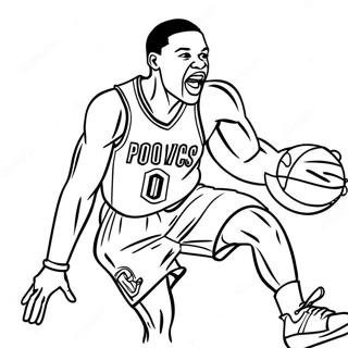 Page A Colorier De Russell Westbrook En Train De Dunker 70324-58145