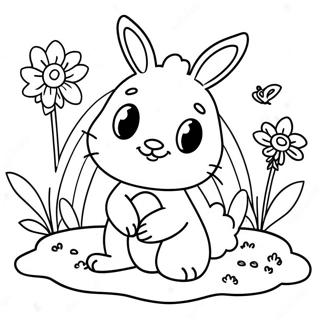 Page A Colorier Bebe Lapin Adorable Dans Un Jardin Fleuri 70404-58209