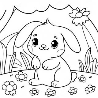 Page A Colorier Bebe Lapin Adorable Dans Un Jardin Fleuri 70404-58211