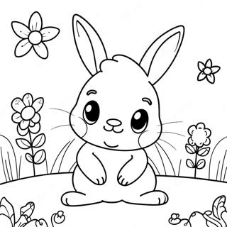 Page A Colorier Bebe Lapin Adorable Dans Un Jardin Fleuri 70404-58212