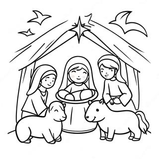 Page A Colorier La Creche De Noel Avec Des Animaux 70744-58485