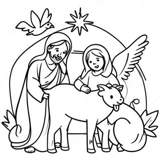 Page A Colorier La Creche De Noel Avec Des Animaux 70744-58486