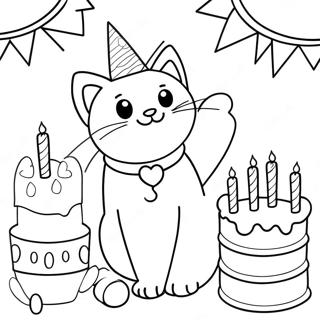 Page A Colorier Fete Danniversaire De Chat 70773-58502