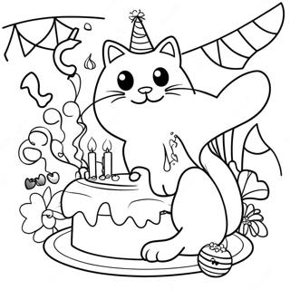 Page A Colorier Fete Danniversaire De Chat 70773-58503