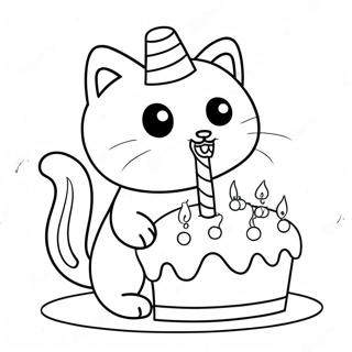 Page A Colorier Chat Mignon Avec Gateau Danniversaire 70774-58506