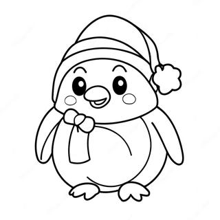 Page A Colorier Pingouin De Noel Mignon Avec Un Chapeau De Pere Noel 70824-58547