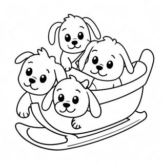 Page A Colorier De Chiots Mignons Tirant Un Traineau 70844-58558