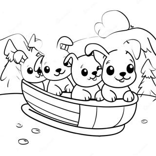 Page A Colorier De Chiots Mignons Tirant Un Traineau 70844-58559