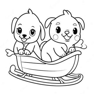 Page A Colorier De Chiots Mignons Tirant Un Traineau 70844-58560