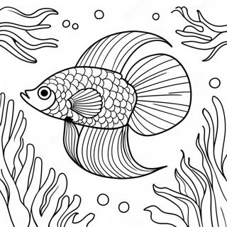 Page A Colorier Poisson Betta Nageant Dans Un Recif De Corail 71043-58718