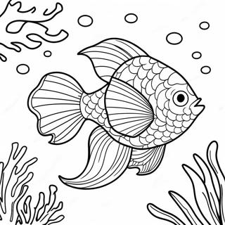 Page A Colorier Poisson Betta Nageant Dans Un Recif De Corail 71043-58720