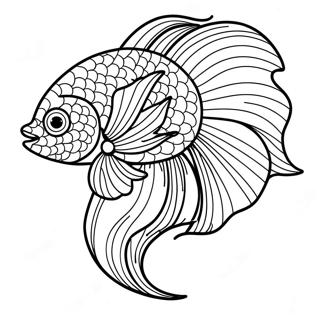 Page A Colorier Poisson Betta Colore Avec Nageoires Flottantes 71044-58722