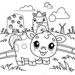 Page A Colorier De Jolis Animaux De Ferme Autour Du Foin 71274-58906