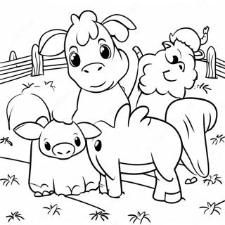 Page A Colorier De Jolis Animaux De Ferme Autour Du Foin 71274-58907