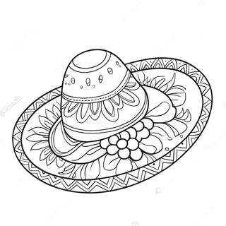 Page A Colorier De Sombrero Colore Avec Des Fleurs 71324-58950