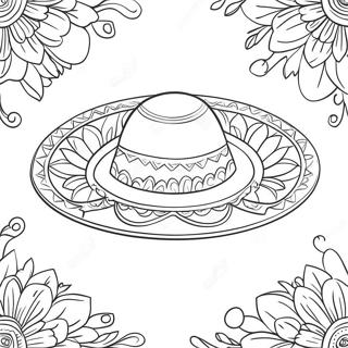 Page A Colorier De Sombrero Colore Avec Des Fleurs 71324-58951