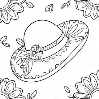 Page A Colorier De Sombrero Colore Avec Des Fleurs 71324-58952