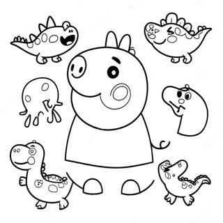 Page A Colorier De Peppa Pig Avec Des Dinosaures Colores 71394-59001