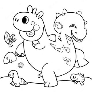 Page A Colorier De Peppa Pig Avec Des Dinosaures Colores 71394-59004