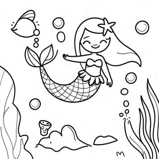 Page A Colorier De La Sirene Sous Marine Avec Un Dauphin Amical 71534-59110