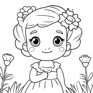 Page A Colorier Dabigail Mignonne Avec Des Fleurs 71554-59129