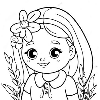 Page A Colorier Dabigail Mignonne Avec Des Fleurs 71554-59130