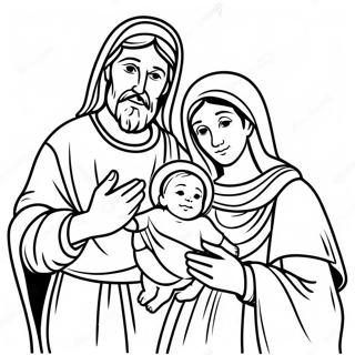 Page A Colorier De Marie Et Joseph Avec Le Bebe Jesus 71664-59241