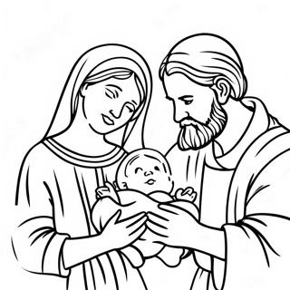 Page A Colorier De Marie Et Joseph Avec Le Bebe Jesus 71664-59244