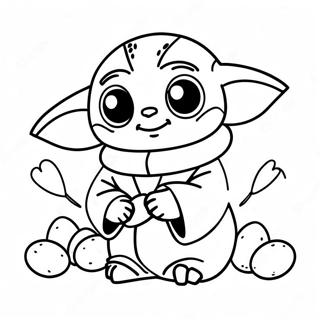 Page A Colorier De Baby Yoda Avec Des Oeufs De Paques 71724-59270