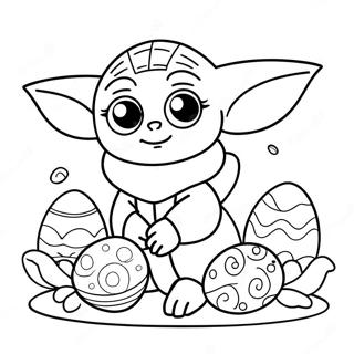 Page A Colorier De Baby Yoda Avec Des Oeufs De Paques 71724-59271