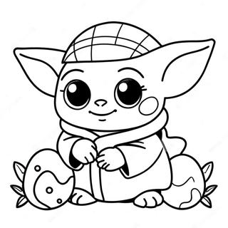 Page A Colorier De Baby Yoda Avec Des Oeufs De Paques 71724-59272