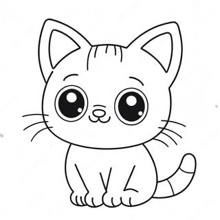 Page A Colorier Chat Kawaii Adorable Avec De Grands Yeux 72185-59615