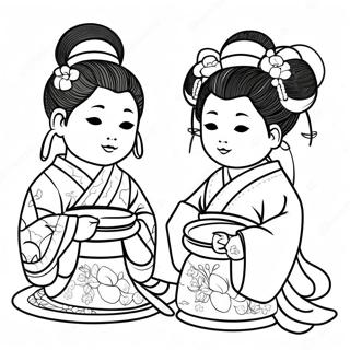 Page A Colorier Des Poupees Traditionnelles Hinamatsuri 72215-59651