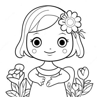 Page A Colorier Cute Alexa Avec Fleurs 72645-59991