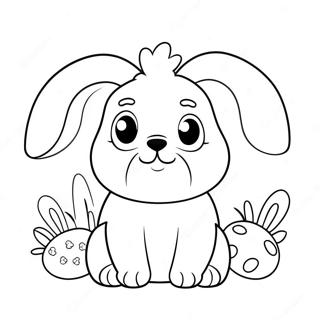 Page A Colorier De Mignon Chien De Paques Avec Des Oreilles De Lapin 72665-60005