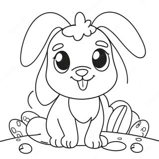 Page A Colorier De Mignon Chien De Paques Avec Des Oreilles De Lapin 72665-60007