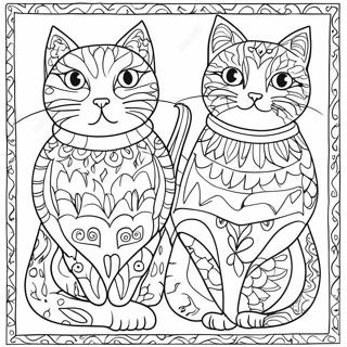 Page A Colorier Chats Colores Par Laurel Burch 72785-60102